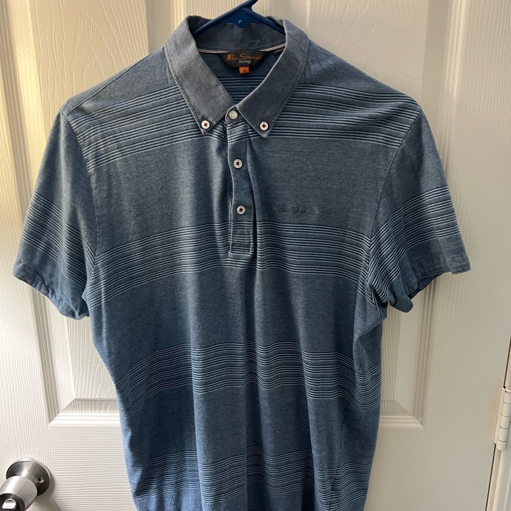Men’s Ben Sherman Blue Striped Polo (M)